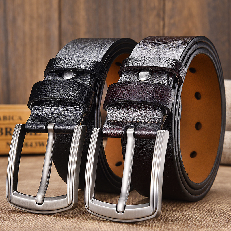 [LFMB]cow genuine leather luxury strap male belts for men new fashion classice vintage pin buckle leather belt male belt men