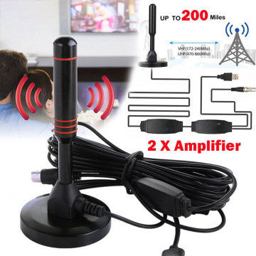 Indoor Digital HDTV TV Antenna 25DB Aerial Amplified 200 Miles Range VHF UHF HDTV Antenna TV Signal Receiver HD Signal Amplifier