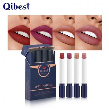 New Smoke Tube Shape Lipstick Makeup 4pcs/set Waterproof Non-Stick Cup Moisturizing Matte Velvet Lip Cosmetics TSLM1