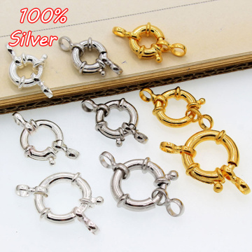 925 Sterling Silver Gold Color Buckle 10mm 12mm 15mm Lobster Clasps With Hoop DIY Jewelry Making Findings Connector Components