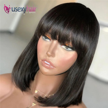 Hot selling human hair extension wigs remi wig vendors free sample vietnamese raw hair machine bob wigs with bangs