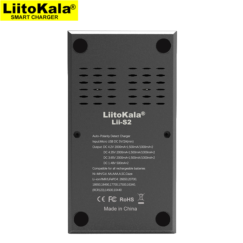 Liitokala Lii-S2 18650 Charger, Charging 18650 1.2v 3.7v 3.2v AA / AAA 26650 21700 NiMH Li-Ion Battery Charger