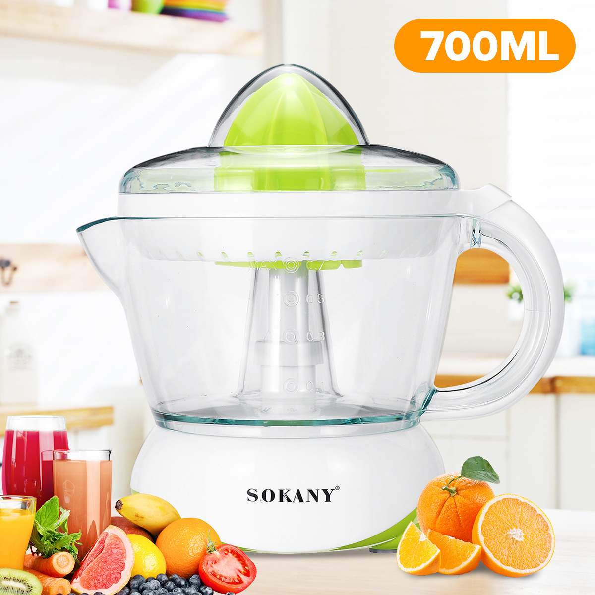 700ml Home Electric Juicer Squeezer Machine Orange Lemon Citrus Fruit Press-Juice Extractor ABS Transparent Scale MarkingHome