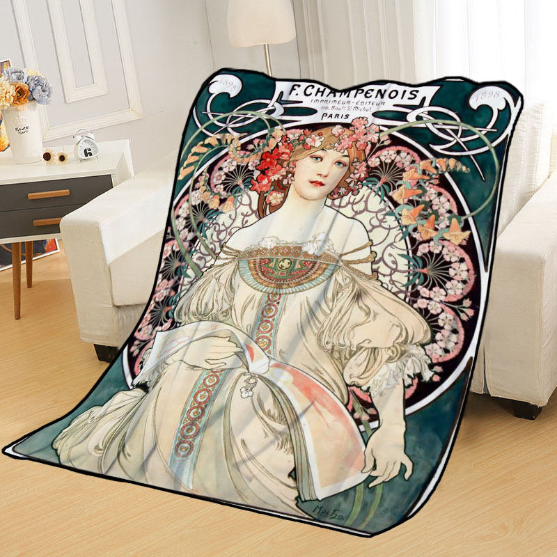 Custom Alphonse Mucha Blankets for beds throw blanket soft blanket summer blanket anime blanket travel blanket