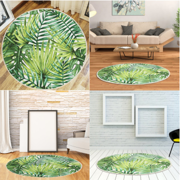 Modern Round Door Mat Floor Mat Carpet Tropical Green Leaves Anti Slip Polyester Children Bedroom Play On Rug Home Textile