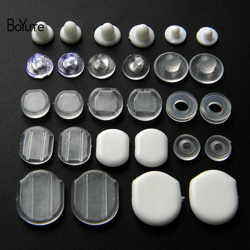 BoYuTe Wholesale White Transparent Soft Silicone Anti-Pain Ear Clip Pad Earrings Accessories DIY Jewelry Findings Components