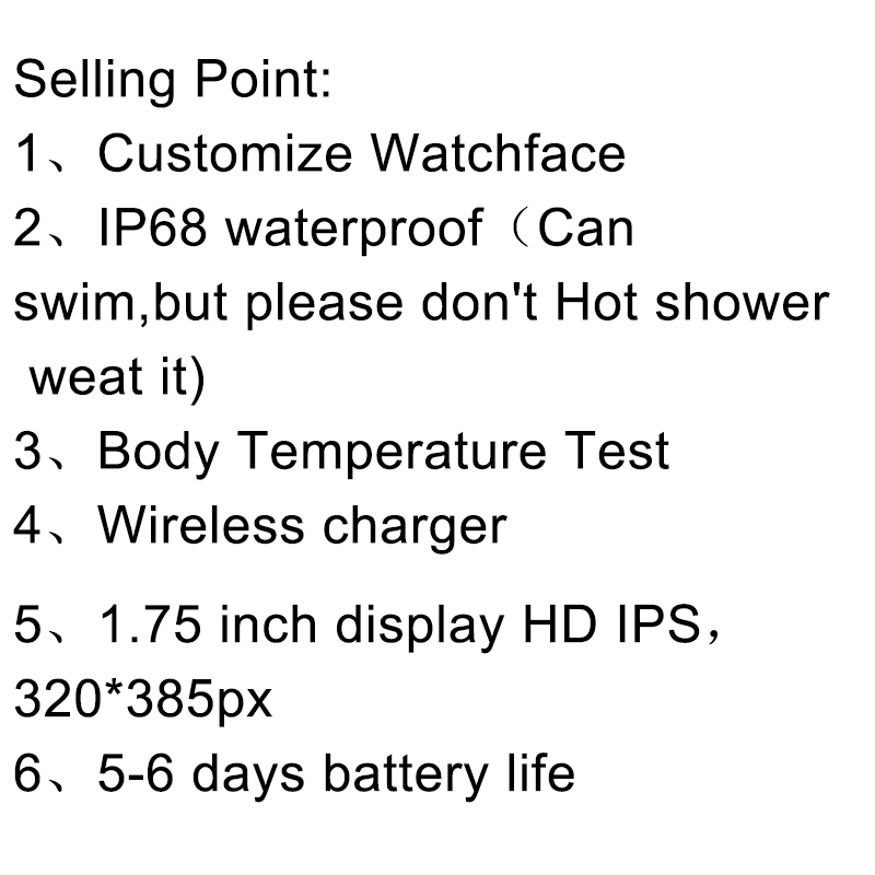 Zurexa IWO W46 Smart Watch Men Women 1.75inch Heart Rate Monitor Sport Smartwatch Ip68 Waterproof Swimming Smart Clock For IOS
