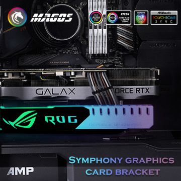 Graphics Card Support GPU Holder Bracket VGA Frame Stand Aluminum+Acrylic ROG 12V 4PIN RGB/5V 3PIN ARGB ASUS AURA SYNC Symphony