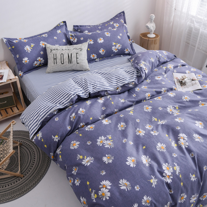 Spring Bedding Set Summer Flower Duvet Cover Pastoral Style Peaches Home Linen Flat Sheet Daisy Bedclothes 3/4pcs Green Woman