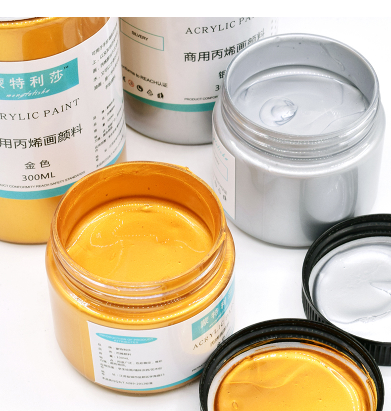 100ml Metallic Color Acrylic Paint for Textile Drawing Wall Hand Paint Shining Gel Painting Set Pigment for Artist Art Supplies