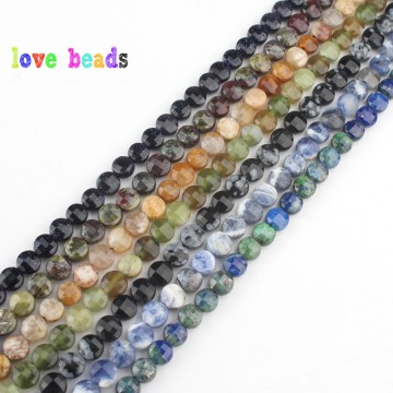 Natural African Turquoises Sandstone 4mm Faceted Round Coin Stone Beads For Jewelry Making DIY Female Bracelet Necklace