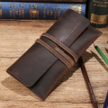 Retro Leather Roll Pencil Cases Leather Pen Bag Pouch Texture Student Pencil Bags Office School Supplies Stationery escolar