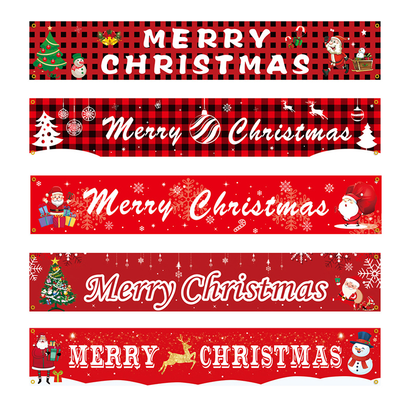 Merry Christmas Banner Large Xmas Sign Holiday Decorations Huge Xmas House Home Outdoor Party Decoration Flags Banners