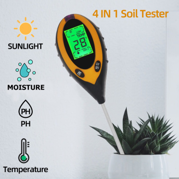 4 in 1 LCD Electronic Digital Display Soil Tester pH Moisture Temperature Light Analyzer Test Meter for Garden Plant Flower