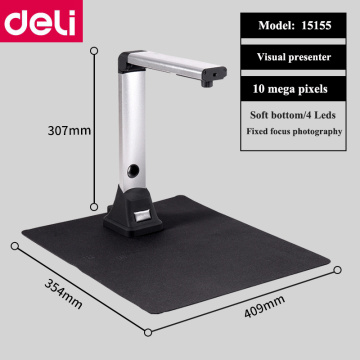 Deli 15155# 10 mega pixels A4 visual presenter high definition OCR office documents Automatic Focusing fast visual presenter