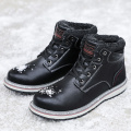 DM64 Black Warm Winter Men Boots Genuine Leather Ankle Boots Men Winter Work Shoes Men Military Fur Snow Boots for Men Botas