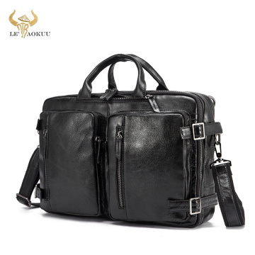 Original Leather man design multifunction purpose Coffee Maletas Maletin business briefcase 15