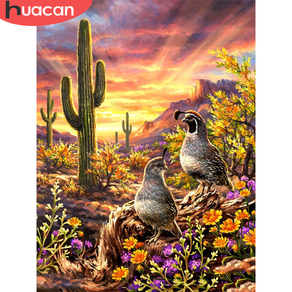 HUACAN 5D DIY Diamond Painting Bird Full Square Round New Arrival Diamond Embroidery Animal Mosaic Sunset Decor For Home