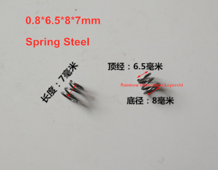 5pcs/lot 0.8*6.5*8*7mm Spring steel conical coil springs,conical spiral compression spring