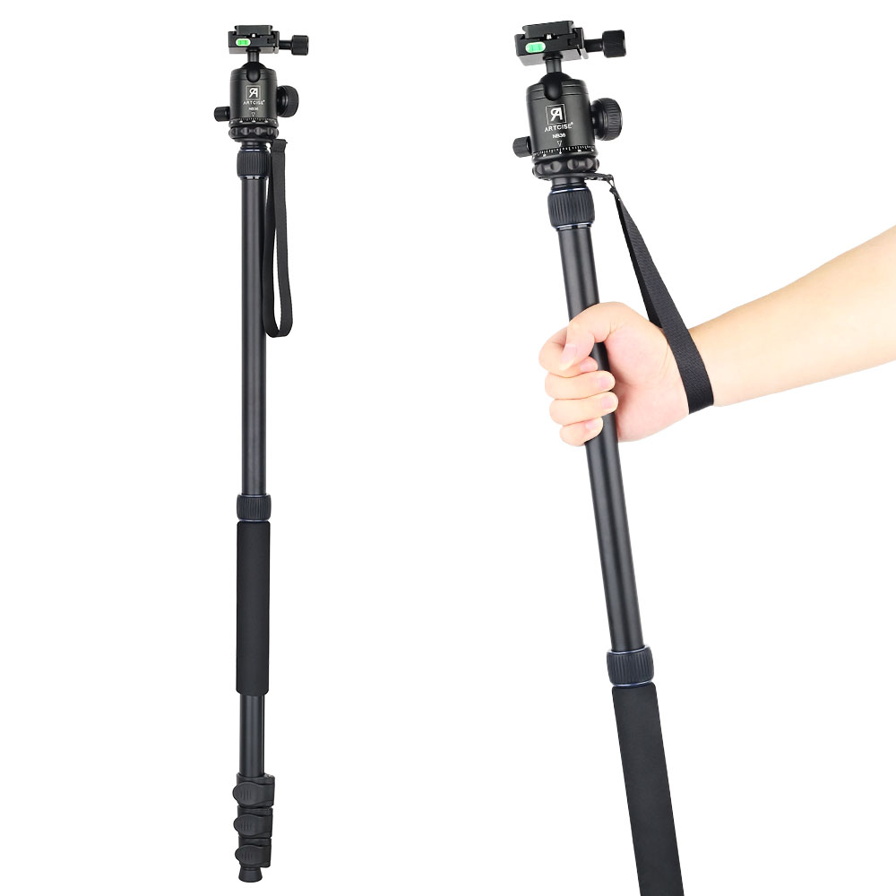 Professional High Tripod 201cm 79in Max Height Monopod Stand For DSLR Camera Fast Flip Lock CNC 36mm Big Ball Head Metal Body