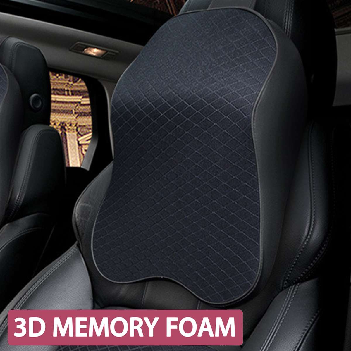 Car Neck Pillow 3D Memory Foam Auto Headrest Travel Pillow Lumbar Neck Support Holder PU Leather Car Neck Cushion for Driving