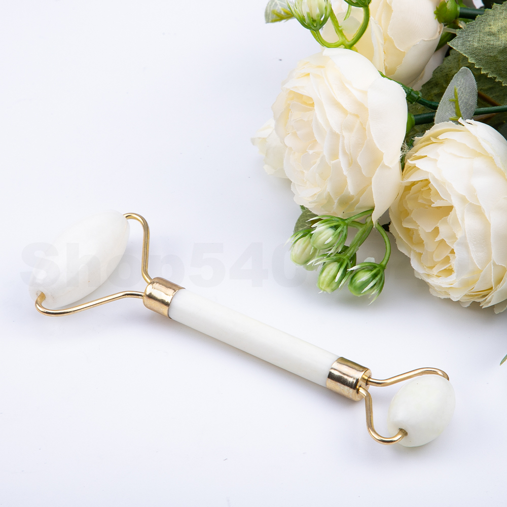 White Jade Roller Massager For FaceNatural Stone Slimming Lift Facial Massage Tools For Chin Neck Skin Care Tools