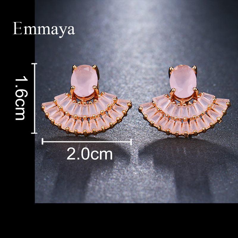 Emmaya Shiny Stud Earrings 6 Colors for Women Sectoral Jewelry Fashion Blossom Boucle D'oreille Femme Wedding Gift