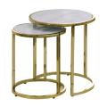 Industrial Furniture Modern Design Luxury Vintage End Table Wooden Marble Sticker Centre Tea Coffee Table Set for Living Room