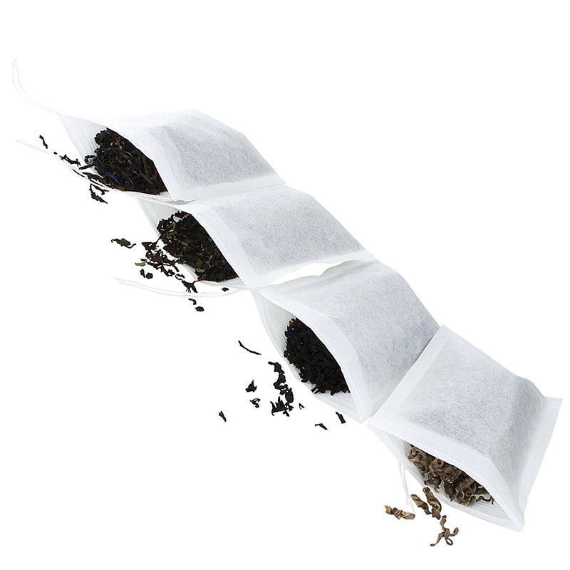 100 Pieces Disposable Filter Empty Teabags Drawstring Herb Loose Tea bag Tea Filter Bags 10*12cm