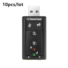 10pcs/lot External USB Sound Card USB2.0 Virtual 7.1 Channel Stereo 3.5mm Headphone Audio Adapter Micphone Sound Card