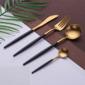 Gold Dinner Set Spoon Fork Sets Golden Tableware Spoon and Fork Set Cutlery Set Black Gold Dinnerware Set for Restaurants