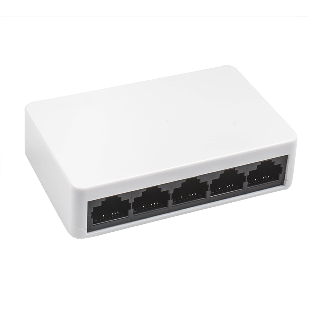 RJ45 Network Switch 5 Ports Fast Ethernet 10/100Mbps LAN Switcher Hub with Power Adapter for Desktop PC