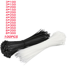 100PCS nylon cable ties self-locking white black plastic ring winding cable ties cable ties fixed cables various specifications