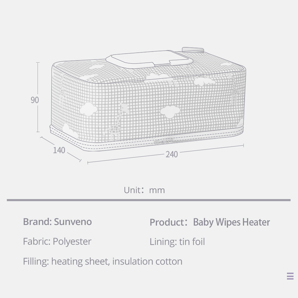 Sunveno Baby Wipe Warmer Wipes Dispenser Heater Wet Towel Dispenser Napkin Heating box Home/Car Use Mini Wipe Warmer Case