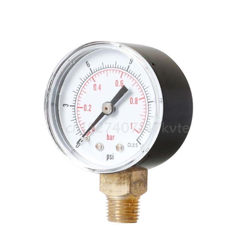 Pressure Gauge 52mm 1/4" BSPT Vertical 15,30,60,100,150,300 PSI & Bar Bottom Mount