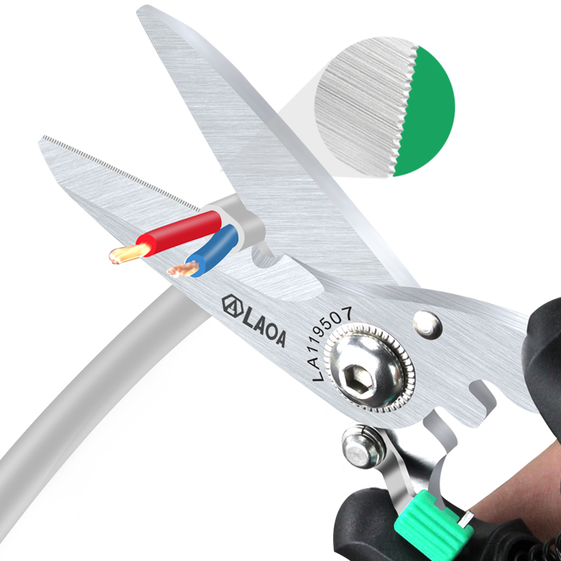 LAOA Multifunctional Scissors Made in Taiwan With safety Lock Stainless Shears Cutting Leather Wire cutters Household scissors