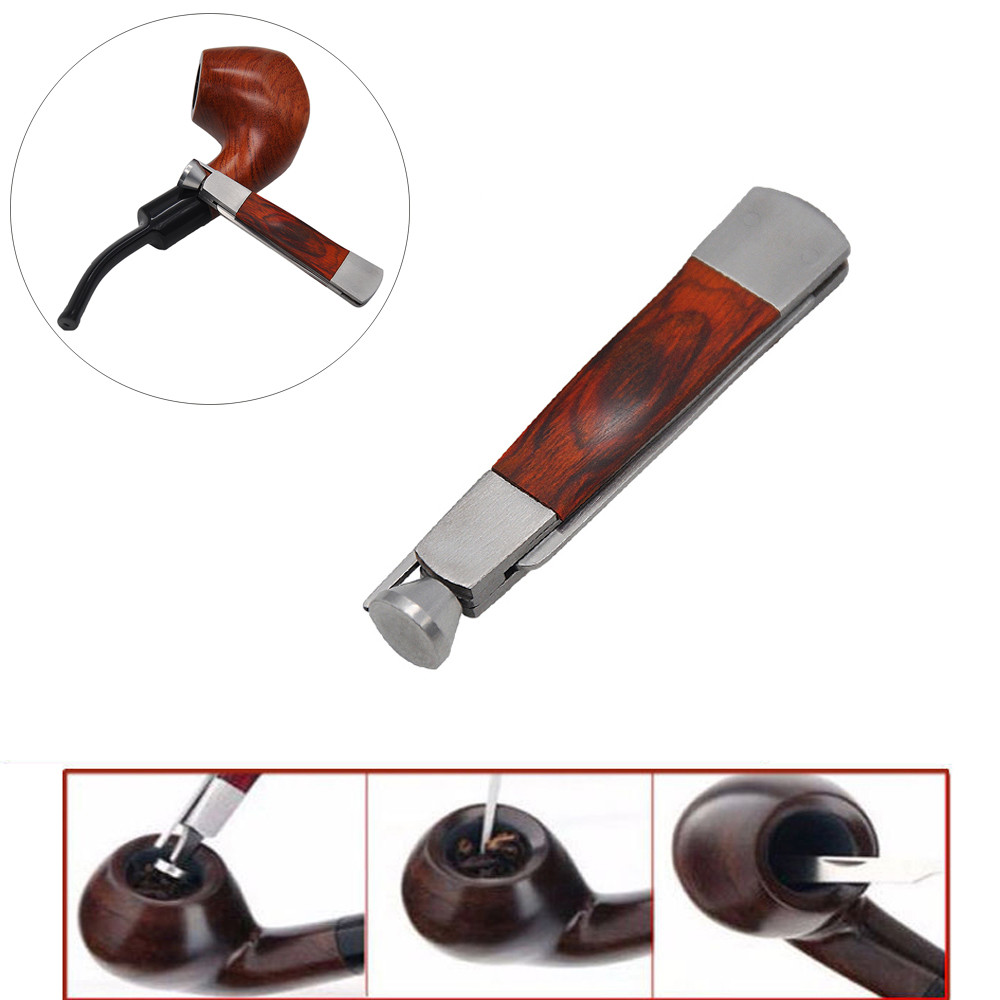 Tobacco Smoking 3in1 Red Wood Stainless Steel Pipe Cleaning Reamers Tamper Tool Tobacco Pipes Accessories Cleaner Cleaning Tool