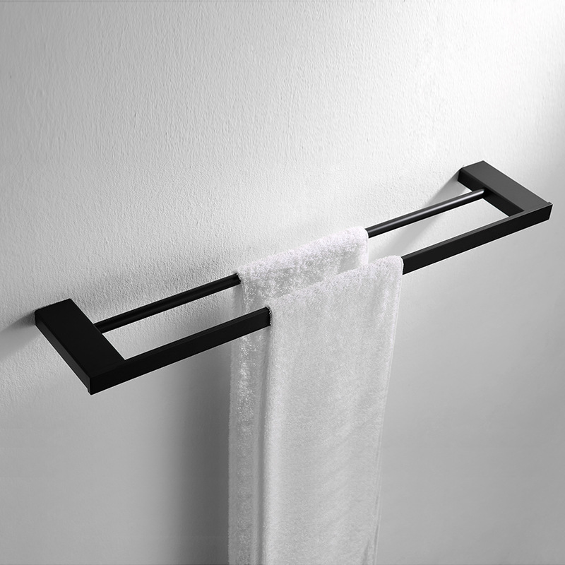 Black Square Bath Hardware Set wall mount solid stainless steel Bathroom Accessories Sj1