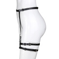 Women Single Leg Leather Waist Cincher Garter Belt Harness Punk Costumes