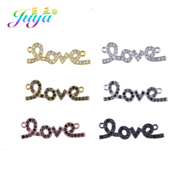 Juya DIY Valentine's Day Gift Jewelry Making Material Handmade Gold/Rose Gold Letters Love Charm Connectors Accessories