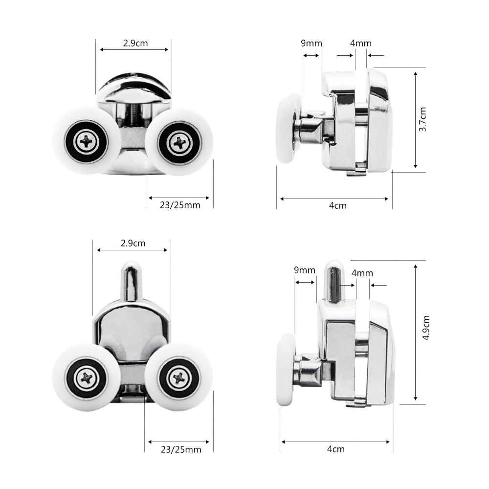 4pcs-8pcs/set Shower Door Rollers Runner 23mm/25mm Zinc Alloy Double-Wheels Replacement Sliding Shower Door Roller Bearing Wheel