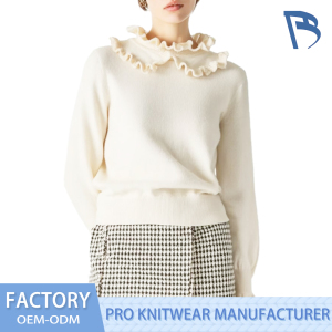 Elegant White Ruffle Knitted Top