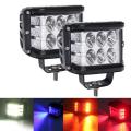 Light Bar/Work Light Side Shooter 4"Inch LED Pods Work Light Bar White & Amber Strobe Lamp Combo For ATV SUV TRUCK