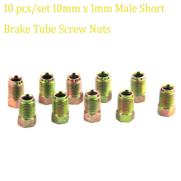 10Pcs 10mm x 1mm Male Short Brake Pipe Screw Nuts Replacements Accessories Brake Tube Screw Nuts For 3/16