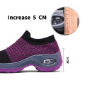 Women Tennis Shoes Breathable Mesh Height-increasing Slip-on Female Sock Footwear Outdoor Women Sneakers Thick Bottom Platforms