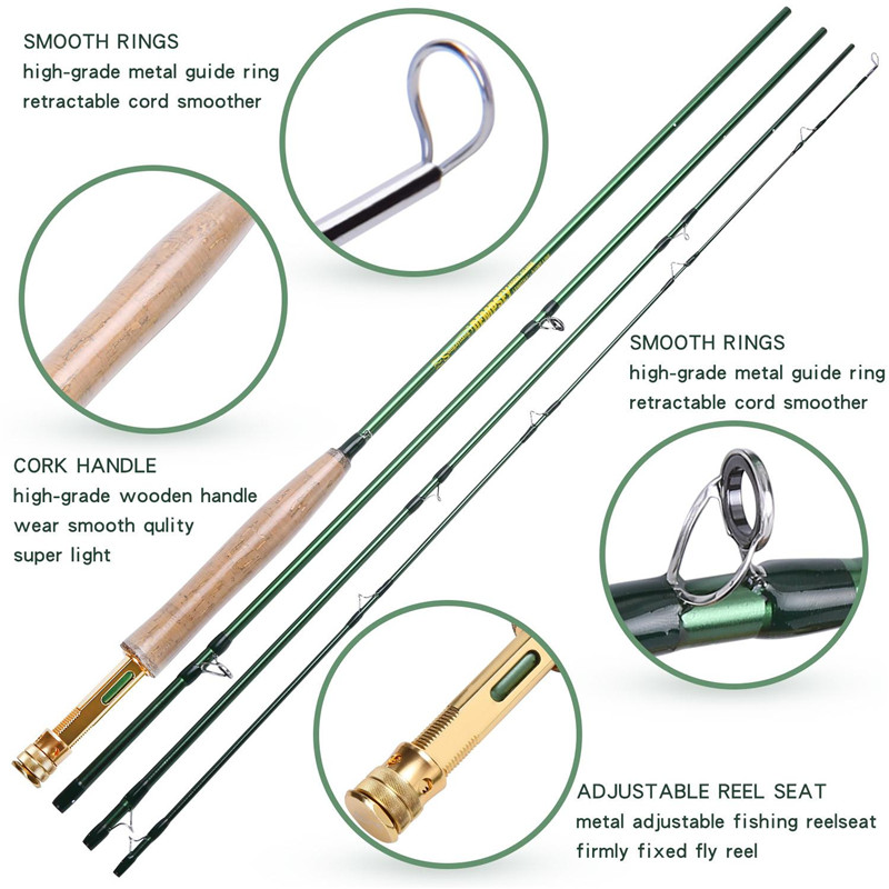 Sougayilang #5/6 Fly Fishing Rod Set and Carbon Fiber Ultralight Weight Fly Fishing Rod and Pesca Fly Reel Tackles