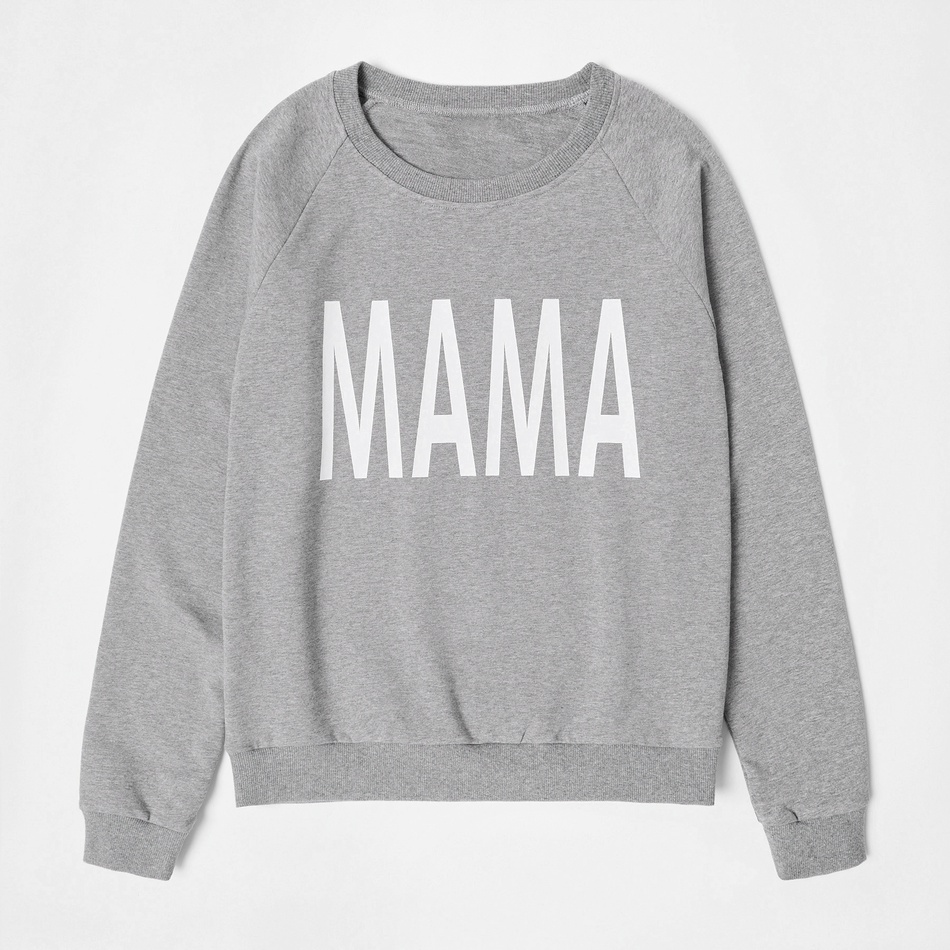 PatPat 2020 New Arrival Autumn and Winter Letter Print Grey Cotton Sweatshirts for Mom and Me Family Look Matching Clothes Tops