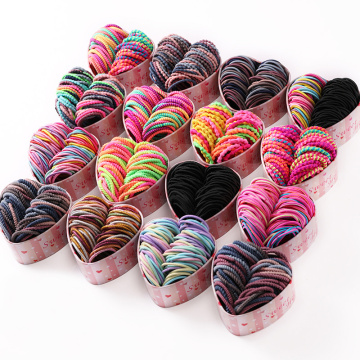 50PCS/Box New Girls Colorful Basic Elastic Hair Bands Ponytail Holder Scrunchies Kids Rubber Ropes Hair Accessories Heart Shape