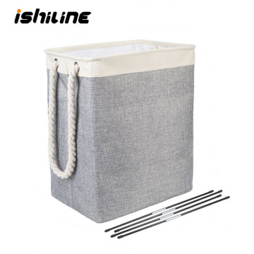 Foldable Laundry Storage Basket Portable Cotton Linen Square Laundry Basket Large Capacity Organizer Basket