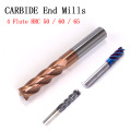 1 pcs set Cutting HRC50 HRC60 HRC65 4 Flute 4mm 5mm 6mm 8mm 12mm Alloy Carbide Milling Tungsten Steel Milling Cutter End Milling